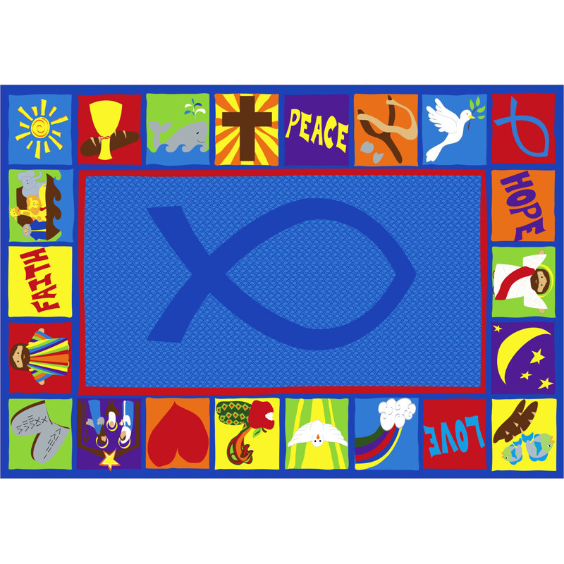 Kid Carpet Bible Squares Christian School Blue Area Rug & Reviews Wayfair